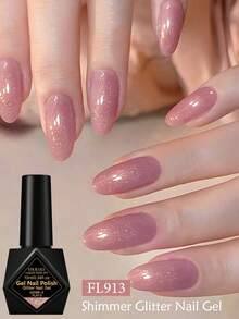 FOUR LILY 10ml 粉色闪亮亮片凝胶指甲油 - 可卸半永久指甲凝胶，持久高光泽，打造优雅美甲造型 - 粉色 - 查看 1