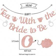 QY- Tea With The Bride To Be Banner Bridal Shower Decorations Engagement Wedding Decorations Let's Partea Bachelorette Party Supplies Rose Gold And Silver Double-Sided -6459 - ĐenBạc - Xem 2