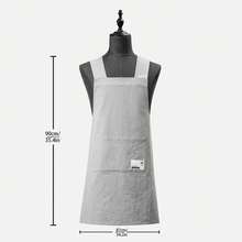 Women's Japanese Adjustable Wide Shoulder Strap Apron Back Cross Design For Kitchen Cooking Baking Gardening Plus Size C6OM - 深灰色 - 查看 2