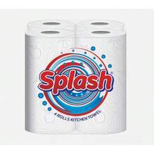 Splash 2-Ply Kitchen Roll 4-Pack Disposable Paper Tissue 72 Rolls White Paper Embossed Strong & Functional - 72 - View 6