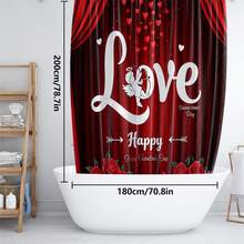 1pc/3pcs/4pcs Valentine's Day LOVE Rose Flower Heart Multifunctional Bathroom Decor Shower Curtain Set, Free 12 Hooks Included, Elegant Holiday Atmosphere, Bathroom Mat, U-Shaped Toilet Mat And Round Toilet Mat, Suitable For All Scenarios Bathroom Set - Multicolor - View 28