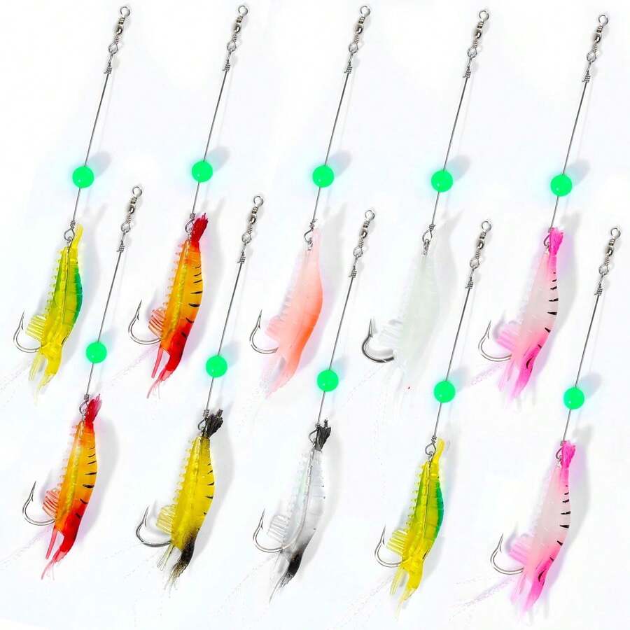 Señuelos de Pesca Anzuelos para Pesca Bionic Multi-Section Bait Cebo Duro Pescas Cebo Falso 3PCS 13.4cm o 10PCS 8cm - Falso cebo camarón anzuelos 10 pcs 8cm - Ver 1