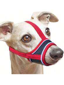 1pc Reflective Soft Nylon Dog Muzzle, Adjustable Reflective Soft Nylon Muzzle With Reinforced Strap And Breathable Mesh