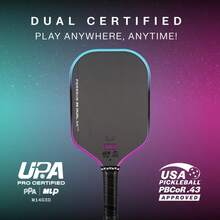 1 Professional 3S Pickleball Paddle – Raw Carbon Fiber Surface, Slender, Wide-Body & Aerodynamic Curved Design – Premium Quality Textured Matte Finish – 16mm Thickness – UPA-A Certified, Suitable For Pickleball Tournaments, Unisex - Multicolor - View 7