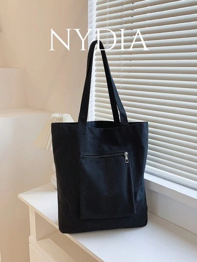 Minimalist Large Capacity Shopper Bag, Literary School Bag & Bookbag For Women Or Students, Perfect For Books, Shopping, Back To School And More