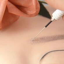 微针纹眉笔 1支装 金色双用途 轻便手动纹眉笔 适用于永久化妆用品 耐用铝制笔身 带锁销技术 + 20支一次性眉微针