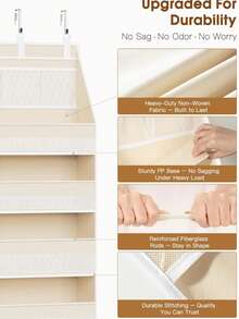 1pc Over The Door Storage Rack, Heavy Duty 6-Tier Hanging Organizer With 13 Mesh Pockets, 55lbs Capacity, Suitable For Nursery, Bathroom, Bedroom And Dorm - Màu be - Xem 8