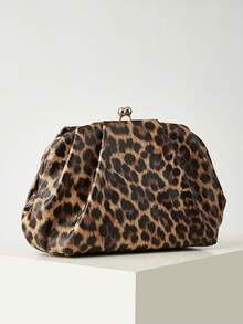 Bolso de mano de estilo vintage simple tipo mochilero de PU con múltiples bolsillos para mujeres, bolso de hombro y bandolera, estilo Y2K. Adecuado para vestidos de fiesta, bodas, estudiantes universitarias, vuelta al cole, campus, viajes de negocios, viajes. Bolso de mujer con estampado de leopardo, elegante bolso de mano para mujeres - Marrón - Ver 3