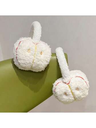 1只冬季保暖卡通苹果耳环毛绒耳环防风防冻骑行可爱