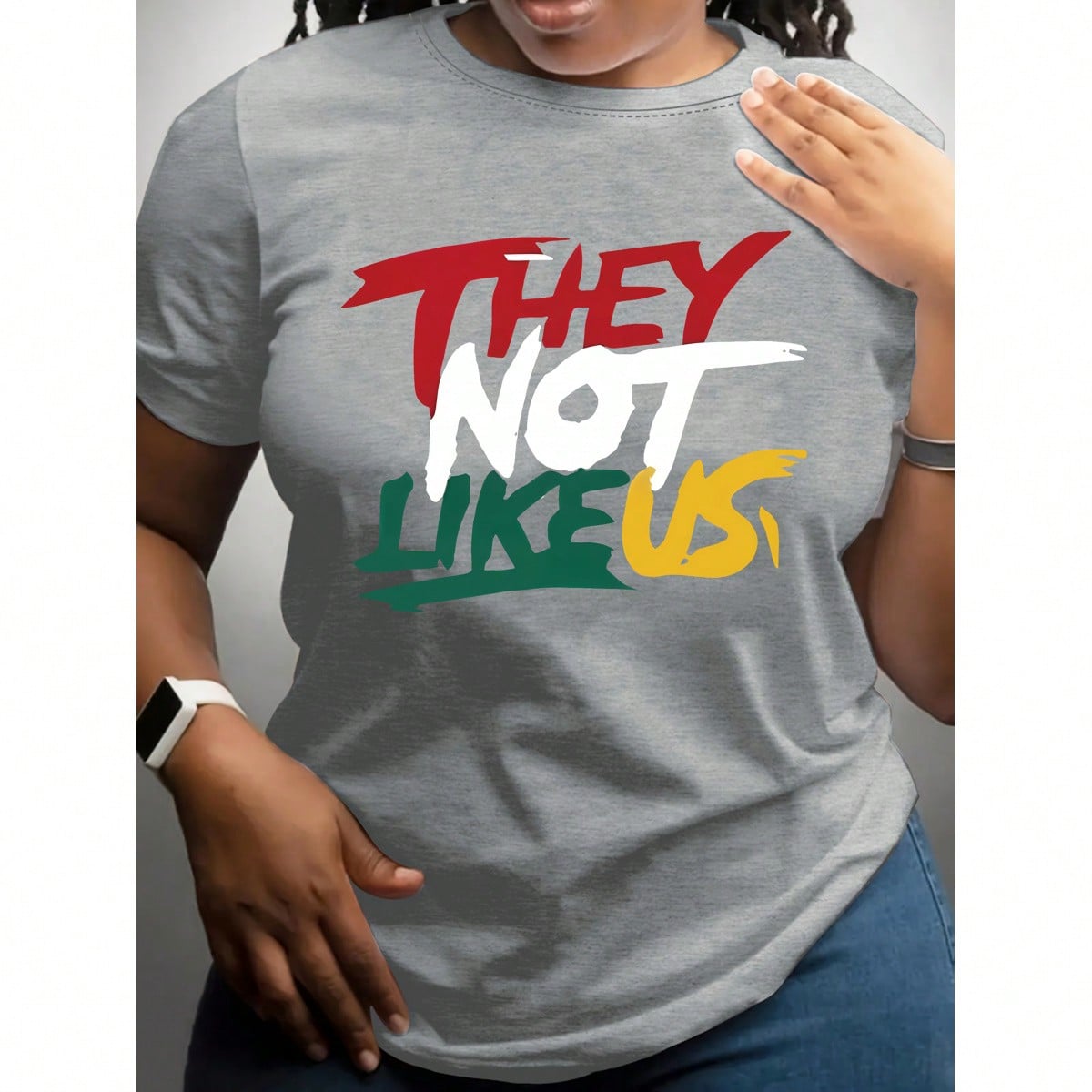 [Letter Print T-Shirt] Women’s THEY NOT LIKE US T-Shirt – Letter Print Crew Neck Short Sleeve Top With Slogan, Casual Spring Summer Blouse, Machine Washable Casual Attire & Layering Piece