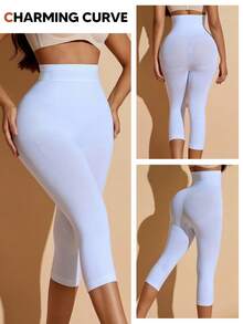 高腰舒适提拉塑形紧身裤，中长七分裤，女士塑身裤