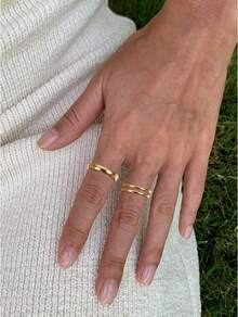 Milacolato Dainty 14K Gold Filled Stack Rings, Comfort Fit Non Tarnish Thin Bands 1mm&3mm - Multicolor - View 7