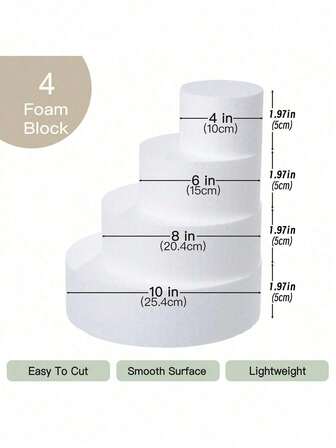 1pc Round White Foam Cake Models For Decorating And Making, Baking Display, Wedding Cake Design, Birthday Cake, Christmas Party Cake Or Dried Flower Decoration Arrangement, Valentine's Day, Easter And Other Holiday Party Cake Decoration