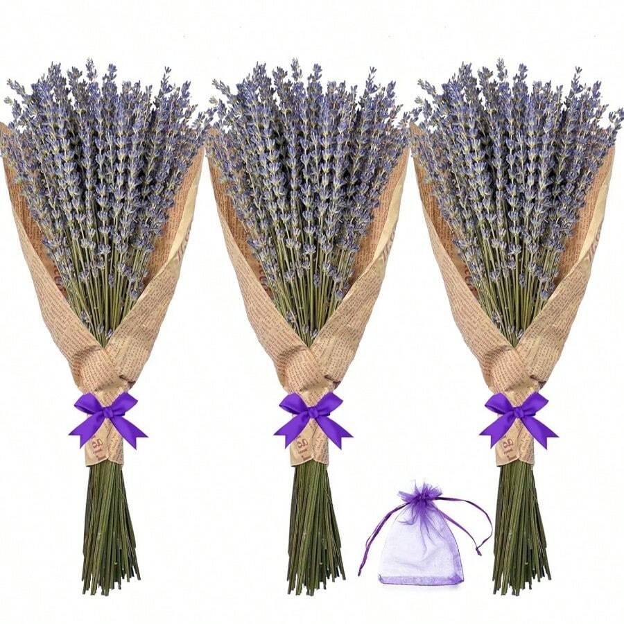 Dried Lavender Flowers Bundles, Natural Dry Lavender Flowers 220 - 240 Stems 16'' Vase Home Wedding Party Decoration Arrangements Fragrance 3 Bundles - 3.52盎司 - 查看 1