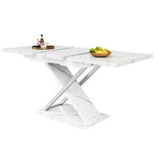 Extendable Dining Table (118-157*75cm), Kitchen/Living Room Table, Add-On Table, Extendable To 118-157cm With The Help Of An Internal Extension Leaf, Dining Table With Cross Legs - White - View 6