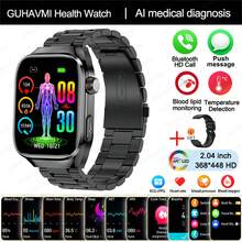 2025 新款男士健康智能手表，2.04 英寸（6.35 厘米）AMOLED 屏幕，ECG、PPG、心率、血压、尿酸监测、睡眠监测智能手表，具有无线通话、语音助手、信息提醒功能，配备 530mAh 超大容量电池，适用于 Android/iOS 女士健身追踪器智能手表，不错的礼物 - 彩色 - 查看 17