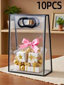 20pcs/10pcs/5pcs/1pc Transparent PVC Gift Bags, Tote Bags For Birthday, Wedding, Valentine's Day, Graduation, Transparent Plastic Gift Bag, Large Capacity Cosmetic Storage Bag - Multicolor - View 16