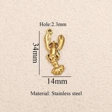 1件装不锈钢18K镀金时尚简约百搭螃蟹、贝壳、斑马吊坠项链耳环DIY饰品配件女士不锈钢饰品 - 30吊墜 - 查看 7