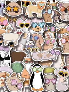50 piezas Pegatinas de animales divertidos, pegatinas de vinilo impermeables con memes de animales lindos como recuerdos de fiesta - Multicolor - Ver 1