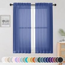 OWENIE Sheer Curtains 63 Inch Length 2 Panels Set, Light Weight Soft Solid Fimly Sheer Curtains For Bedroom Living Room, Light Filtering Airy Voile Sheer Curtain, Royal Blue, 42Wx63L Inch,42inchWx63inchL(Packof2),RoyalBlue - 皇家藍 - 查看 1