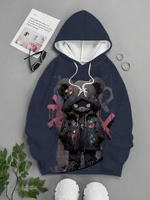 Men's 3D Printed Fashionable & Unique Pattern Pullover Hoodie With Drawstring And Pockets, Long Sleeve Sweatshirt For Spring, Autumn And Winter - Multicolor - View 1