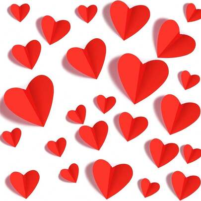 2026-30/120-Piece 3D Heart Wall Stickers - Valentine's Day, Proposal, Wedding Party Decorations, Anniversary Valentine's Day, Birthday Party Decorations. Suitable For Colleagues, Teachers, Medical Staff, Birthdays, Housewarmings, Retirements, Graduations, Lovers, Mutual Encouragement, And New Year's Gifts.