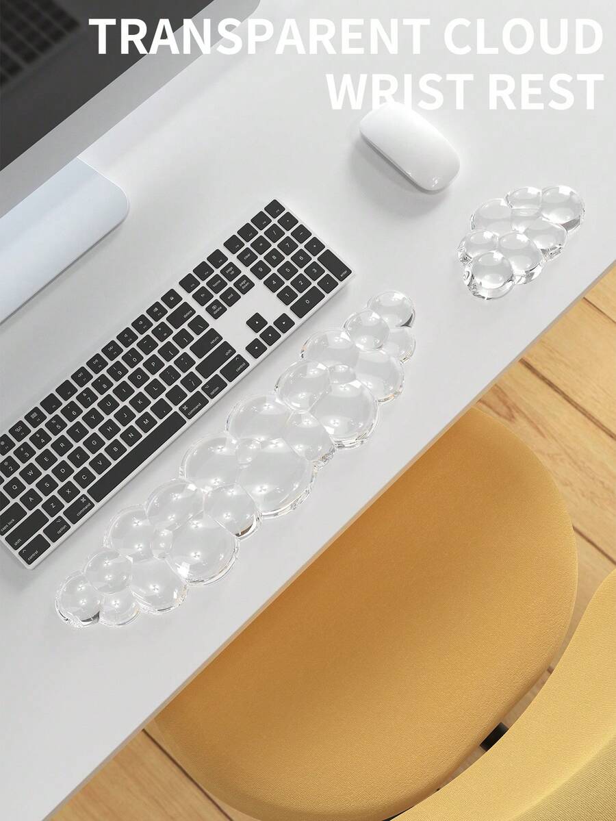1 Set Of Crystal Transparent Cloud Wrist Pads, Used For Mouse Pads, Keyboard Palm Pads, Wrist Support Pads - Cool And Comfortable