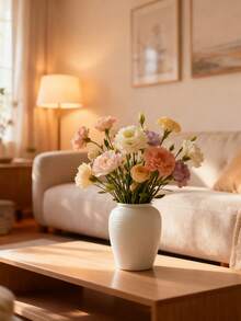 1pc Plastic Imitation Ceramic Vase - Home Office Decor Art Design, Unique Gift For Holiday Birthday Party, Dry Flower & Artificial Flower Decoration Vase, Jingdezhen Ceramic Craft, Suitable For Friends And Family, Vase, Center Piece Vase, Wedding Vase, Floral Arrangement, Minimalist Style, Classic Pattern, High-Quality Ceramic, Interior Decor Centerpiece - Multicolor - View 7