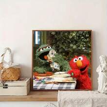 Sesame Street 芝麻街 - 艾摩/大鸟/甜饼怪/伯特/厄尼/5D钻石画套装,适合初学者和成人。钻石点画套装,宝石艺术卡通画,时尚DIY手工艺品,钻石画艺术品,家居墙面装饰,适合家居装饰,生日礼物 - 彩色 - 查看 16