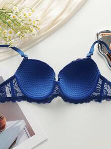 2件/套 4件套 欧美风女士内衣套装，超细纤维蕾丝文胸，带不可拆卸衬垫罩杯、可调节肩带和低腰三角裤 - 彩色 - 查看 5