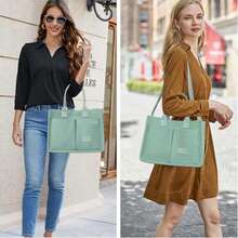 Tote Bags Canvas Tote Purse Crossbody With Pockets Top Handle Shoulder Satchel Bag For Women Christmas Gifts - 薄荷綠 - 查看 8