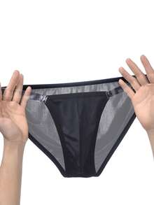 Calzoncillos de baño de corte alto de seda de hielo, calzoncillos cortos triangulares de nailon con forma de U convexa para hombres, de verano - Negro - Ver 6