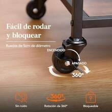 Lifewit Carrito Auxiliar, Barra de 3 Niveles con Ruedas bloqueables, Capacidad para 12 Botellas y Soportes para Vasos, Ideal para Cocina, Comedor y Sala de Estar, 80,2 x 33,2 x 86 cm,(Marrón rústico) - Multicolor - Ver 7