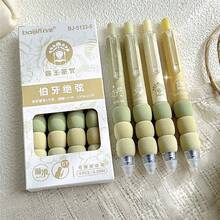 4 pezzi Penna serie tè al latte, penna cancellabile con alto valore estetico, impugnatura morbida e sfumata carina, facile da cancellare, penna blu cristallo da 0,5 mm per studenti delle scuole elementari