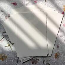 300克/25张粗纹理水彩棉纸，高品质手工素描棉纸，绘画纸，手工粗纹理散页，| 棉布 | 毛边，适合初学者、大学生和艺术家，也适用于剪贴簿和婚礼请柬。 - 白色 - 查看 2