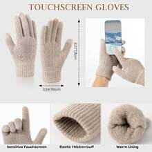 Euuztu Womens Winter Knit Warm Hat Beanie Long Scarf Screen Gloves Set Cold Weather, 3 In 1 Warm Set - 淺褐色的 - 查看 7