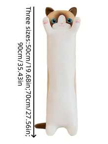 圣诞装饰 1 件 19.67 英寸超可爱猫咪毛绒玩偶枕头长猫玩偶懒散午睡玩偶 适合女孩