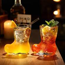 1 pieza Divertido vaso de cerveza con forma de bota, taza transparente de 400ML, vaso de bebida creativo para jugo, cócteles, regalo de bar para fiestas, Navidad - Multicolor - Ver 4