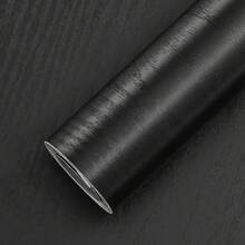 1 Rolle Holzmaserung Tapete, selbstklebende abnehmbare Vinyl Folie, wasserfest und ölbeständig Kontaktpapier für Küche, Bad, Schreibtisch, Geräte, Möbel, verstärkt hitzebeständig, abziehbare Wandaufkleber, Heimdekoration - Vinyl, abnehmbar, Muster & Streifen, passgenau, selbstklebend - Schwarz - Übersicht 11