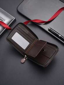 SHABILI Korean Style Fashionable Men's Short Wallet Classic And Popular Horizontal Design With Large Capacity And Multiple Card Slots Business Wallet Men Wallet Purse Wallet Men Wallet Leather - Black - View 5