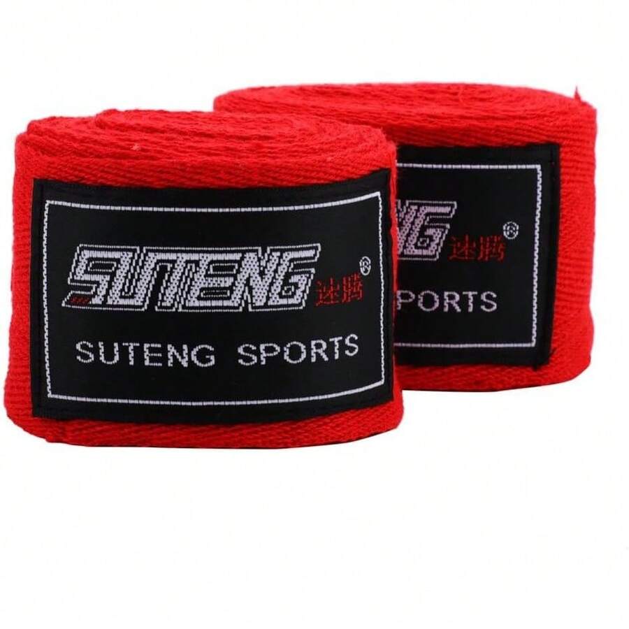 Envolturas para Manos, Vendas Ecológicas de Algodón para Boxeo, Kickboxing, Muay Thai, MMA, Adultos, 10x10x10cm, Rojo, para Entrenamiento y Competición - 1 - Ver 1