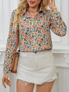 Áo sơ mi dài tay in họa tiết Aurora Silk dành cho nữ, kiểu dáng mới | Phù hợp cho mọi mùa, thiết kế cúc thời trang, áo kiểu nữ, tuyệt vời cho năm mới, tiệc tùng, kỳ nghỉ xuân. - Nhiều màu - Xem 3