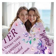 Happy Birthday Sister Blanket, Sisters Birthday Gifts, Gifts For Sister Birthdays, Sisters Gift From Sis, Birthdays Present For Sis Throw Blanket, Purple, 50"X60", Soft Flannel Blanket - Multiple Sizes, Cozy Must-Have - 彩色 - 查看 5