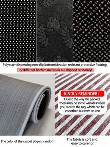1 Pc Geometric Patchwork Style Carpet, Suitable For Hallway, Corridor, Bedroom, Living Room, Kitchen, 850g/M² 0.8cm Thick, Non-Slip, Washable, Home Decor All Season - Grey - View 11