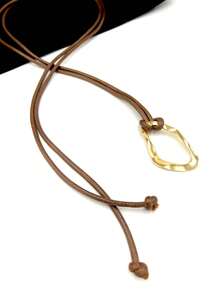 Thin Rope Belt With Geometric Buckle - Café - Ver 5