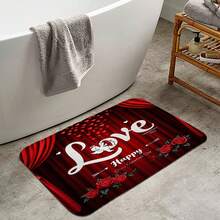 1pc/3pcs/4pcs Valentine's Day LOVE Rose Flower Heart Multifunctional Bathroom Decor Shower Curtain Set, Free 12 Hooks Included, Elegant Holiday Atmosphere, Bathroom Mat, U-Shaped Toilet Mat And Round Toilet Mat, Suitable For All Scenarios Bathroom Set - Multicolor - View 15
