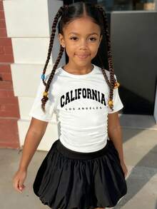 Toddler Girls' Cartoon Print Short Sleeve Top And Skirt Set - White - View 8