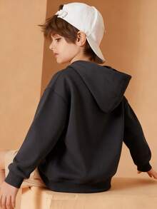 Áo hoodie cổ tròn in chữ Slogan họa tiết sáng tạo mùa xuân mới, áo hoodie cổ tròn cổ tròn in họa tiết đường phố mềm mại thoải mái cho bé trai, dễ thương và thời trang - màu đen - Xem 10