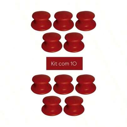 KITS COM ATÉ 10 POMEL VERMELHO E PRETO DE PLASTICO PARA TAMPA DE PANELAS E FRIGIDEIRAS