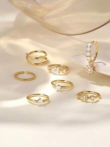 1Pc 925 Sterling Silver Exquisite Star Inlaid With Zirconia Piercing Clicker Ring Cartilage Double Hoops Twist Nez Pericng Jewelry Suitable For Women'S Daily Wear, Parties, And Banquet Occasions - Gold - View 3